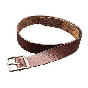 Vintage Calvin Klein Brown Leather Belt with Silver Buckle Size Medium